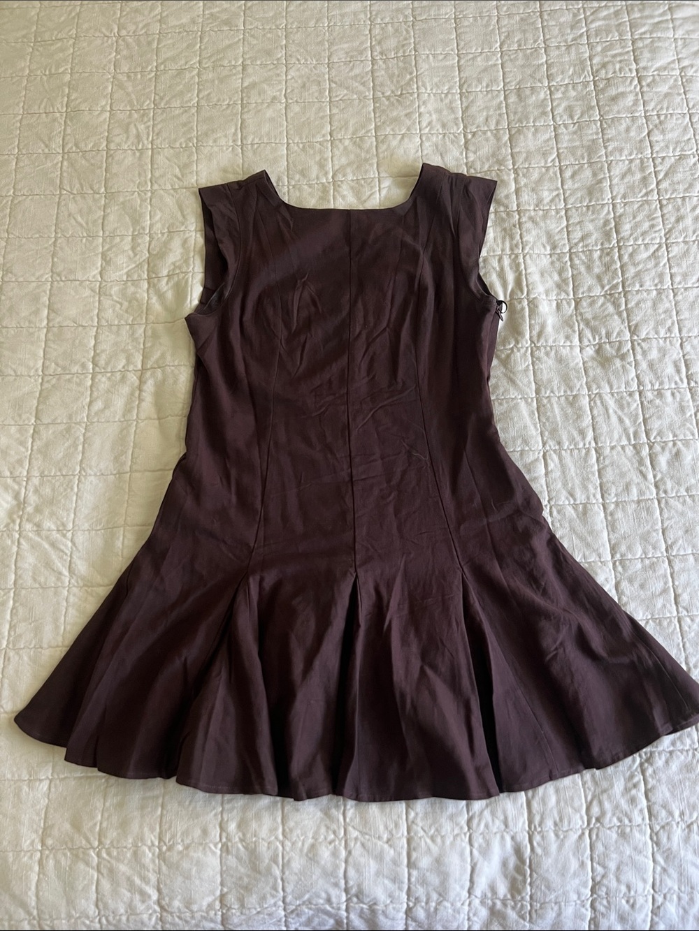 White Closet Sleeveless Brown Flared Dress